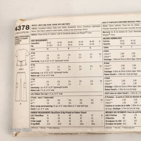 Simplicity 4378 Scrubs Sewing Pattern For Men & Women Size M-XL Easy To Sew Tops - Picture 6 of 9